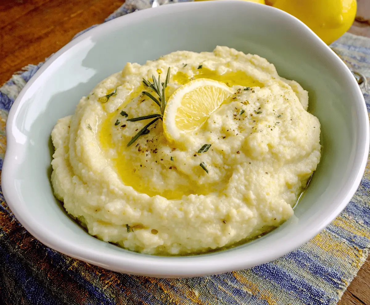 Lemon Garlic Mashed Cauliflower
