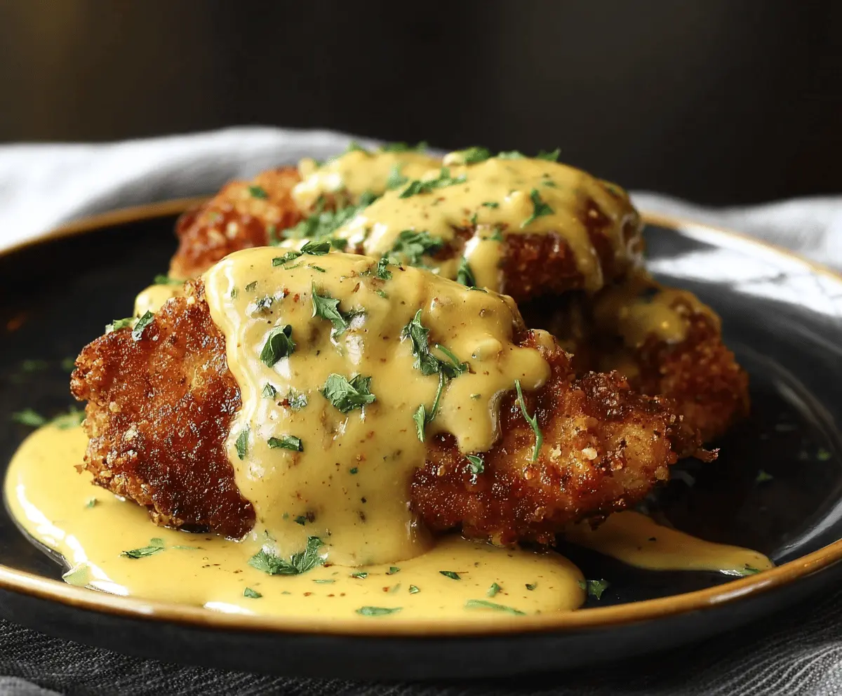 Pretzel Chicken with Mustard-Cheddar Sauce