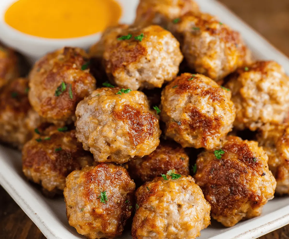 Delicious Bisquick sausage balls made with 3 simple ingredients for a savory snack.