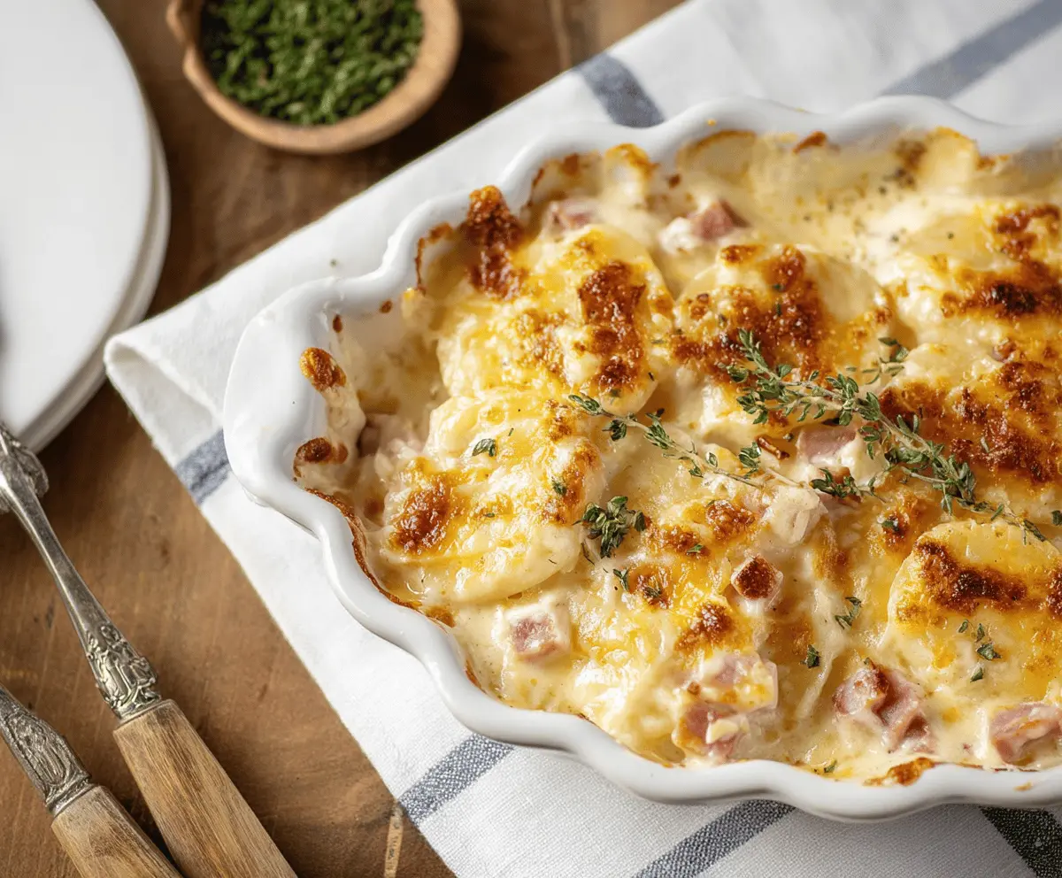 Cheesy Scalloped Potatoes With Ham Recipe