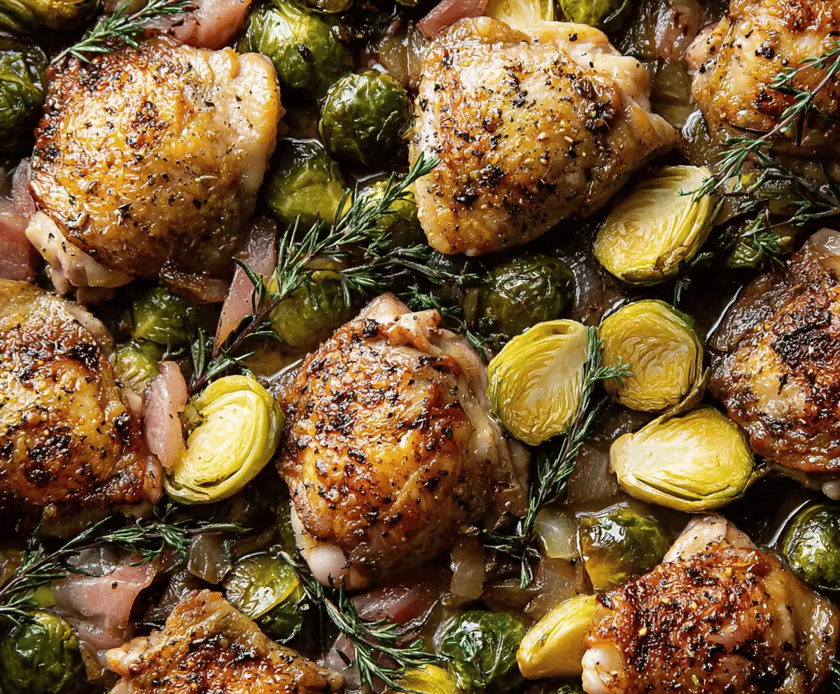 Sheet Pan Roasted Chicken Thighs with Brussels Sprouts