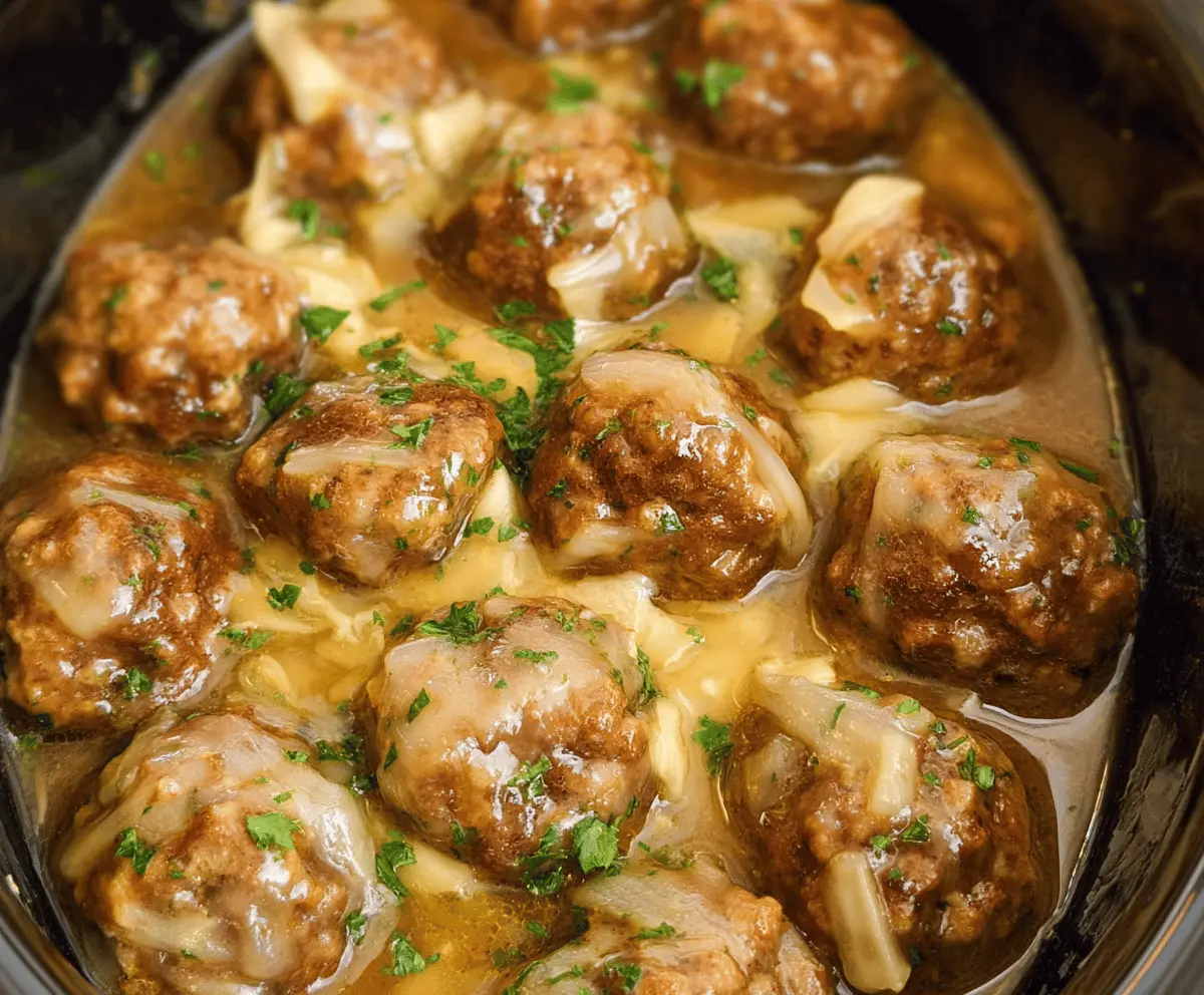 Slow Cooker French Onion Meatballs