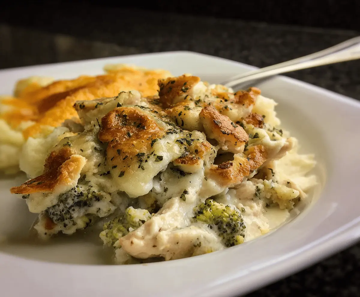 Delicious Turkey Divan with tender turkey, broccoli, and creamy sauce in a baking dish.