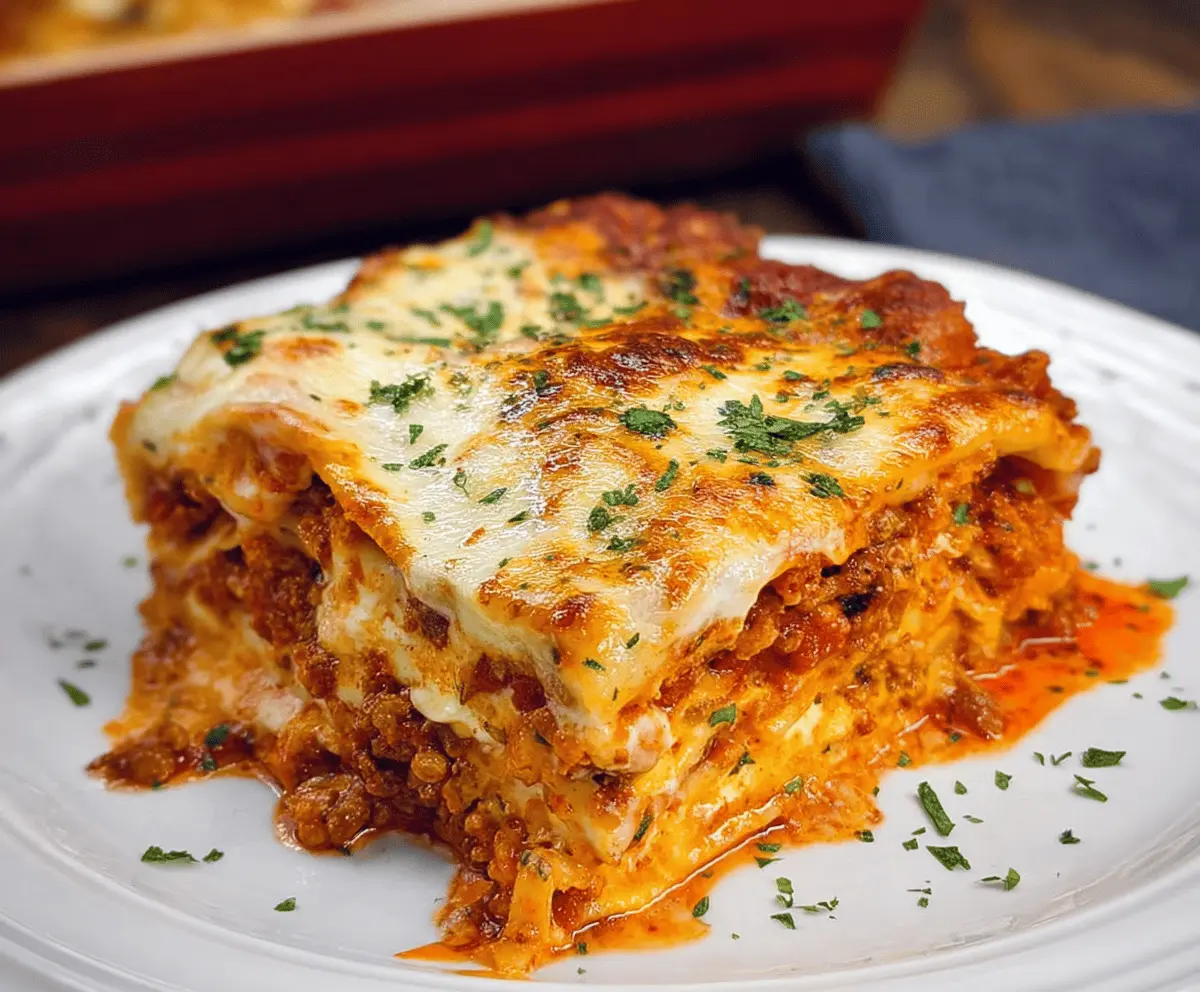 Delicious homemade world's best lasagna with layers of rich cheese, savory sauce, and perfectly cooked pasta.