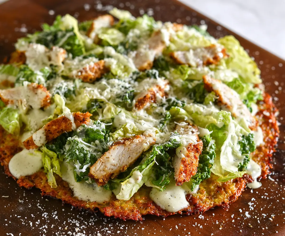 Chicken Crust Caesar Salad Pizza
