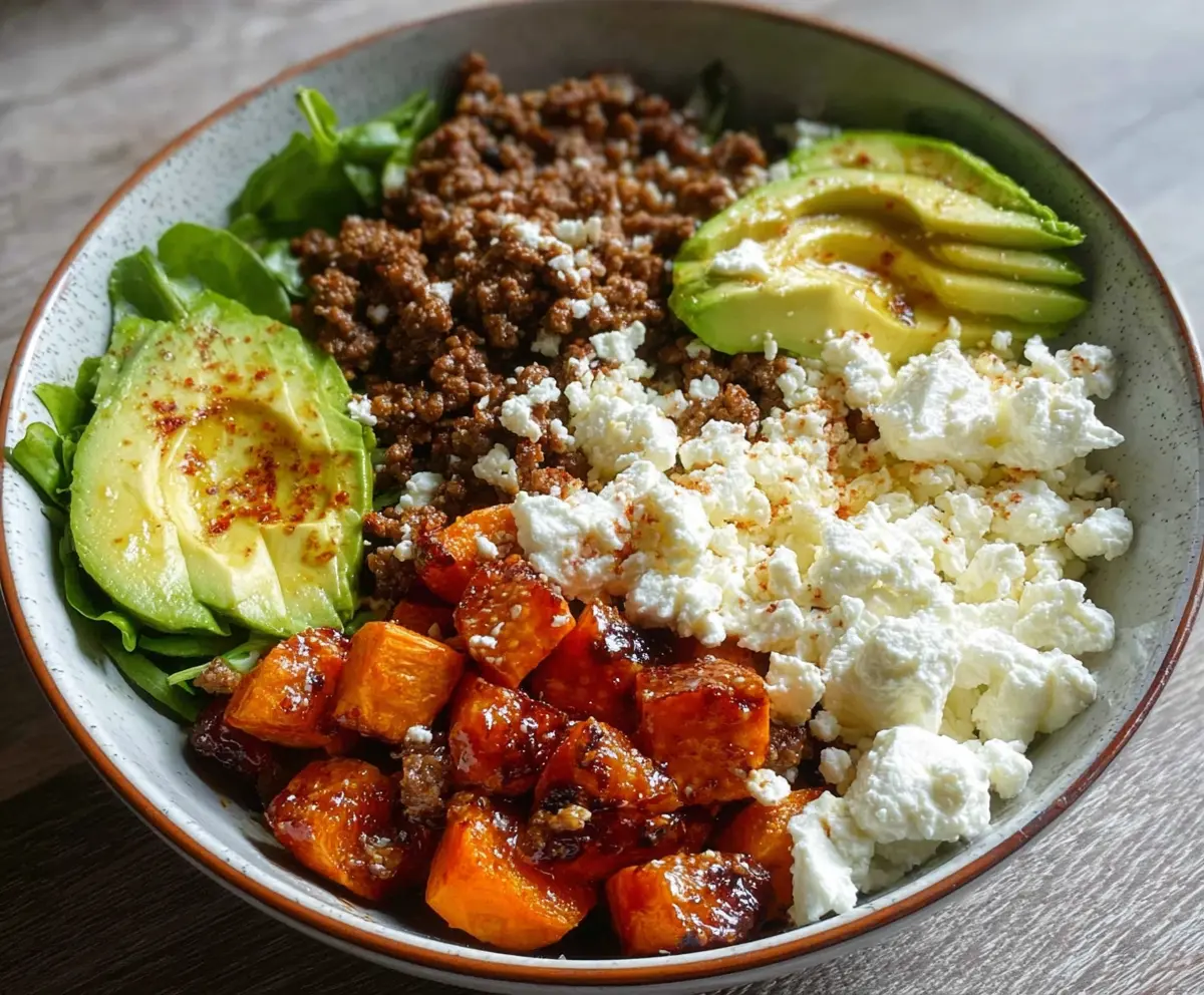 Ground Beef Power Bowl with Avocado & Cottage Cheese