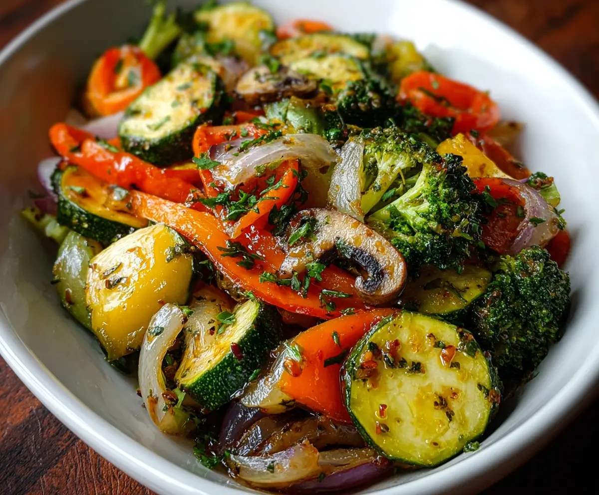Colorful sautéed vegetables on a plate, promoting healthy eating and vibrant nutrition.