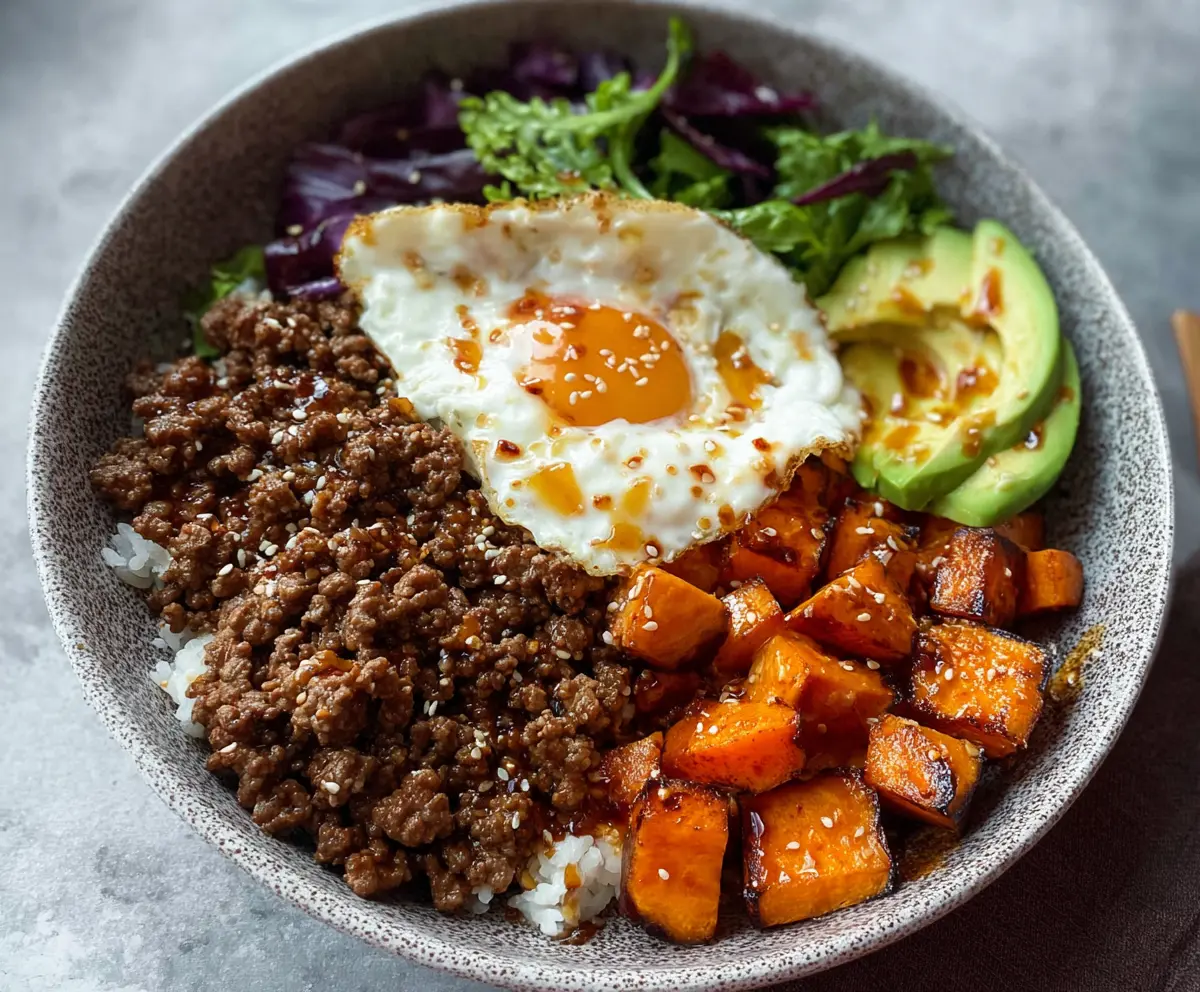 Hot Honey Ground Beef Bowls
