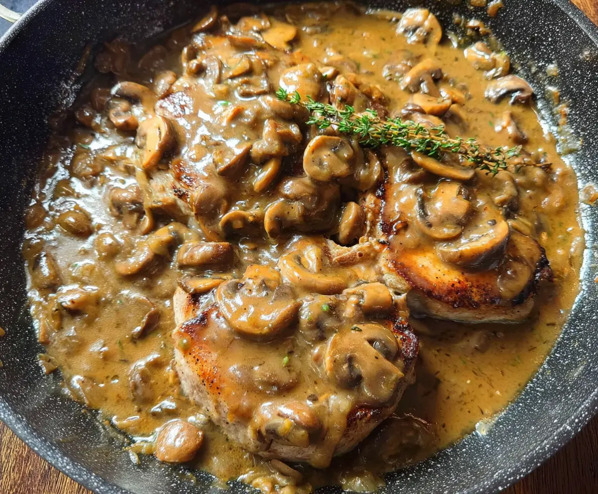 Pork Chops with Mushroom & Shallot Gravy