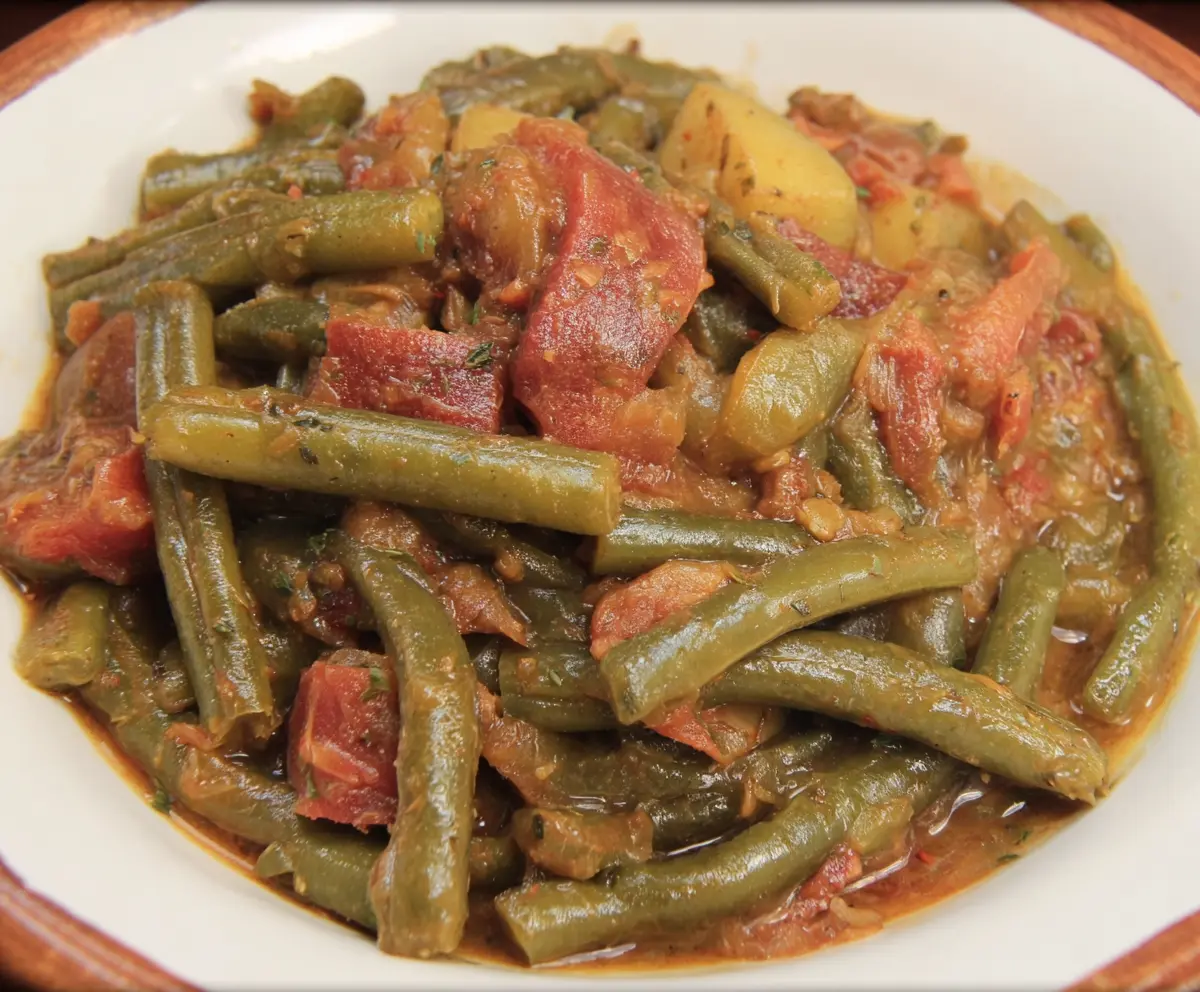 Smothered Green Beans-Cajun Style