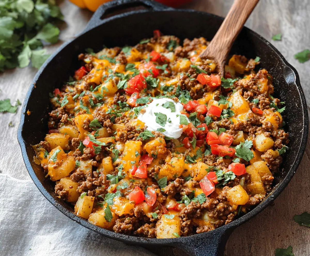 Southwest Ground Beef and Potato Skillet