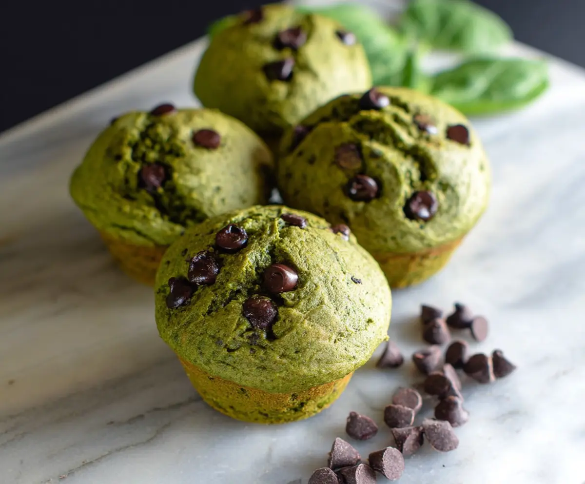 Spinach Chocolate Chip Protein Muffins