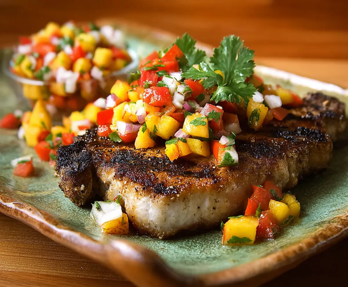Juicy grilled pork chops topped with vibrant nectarine salsa, perfect for summer meals.