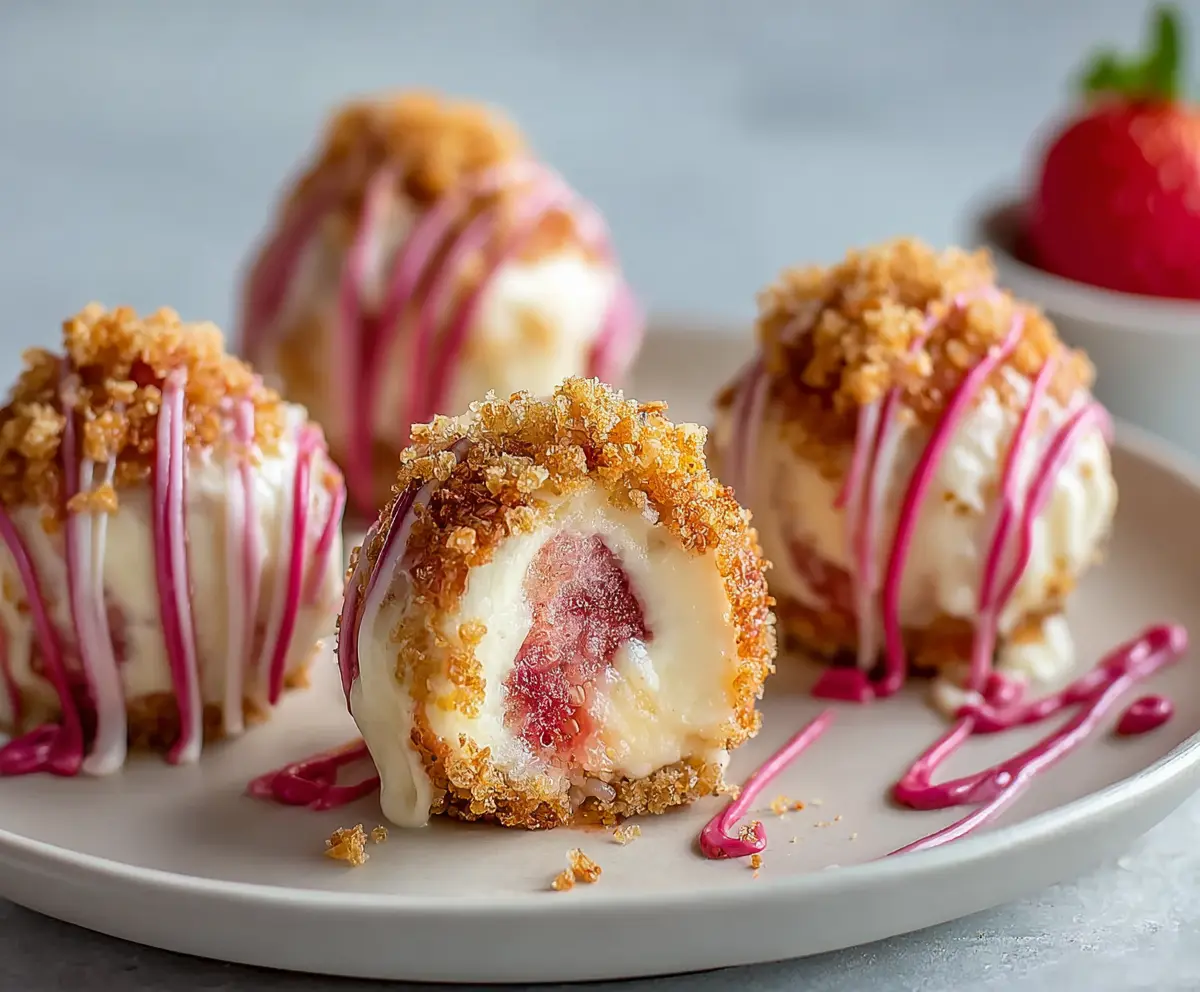 Delicious Strawberry Crunch Cheesecake Bites with fresh strawberries and crunchy topping