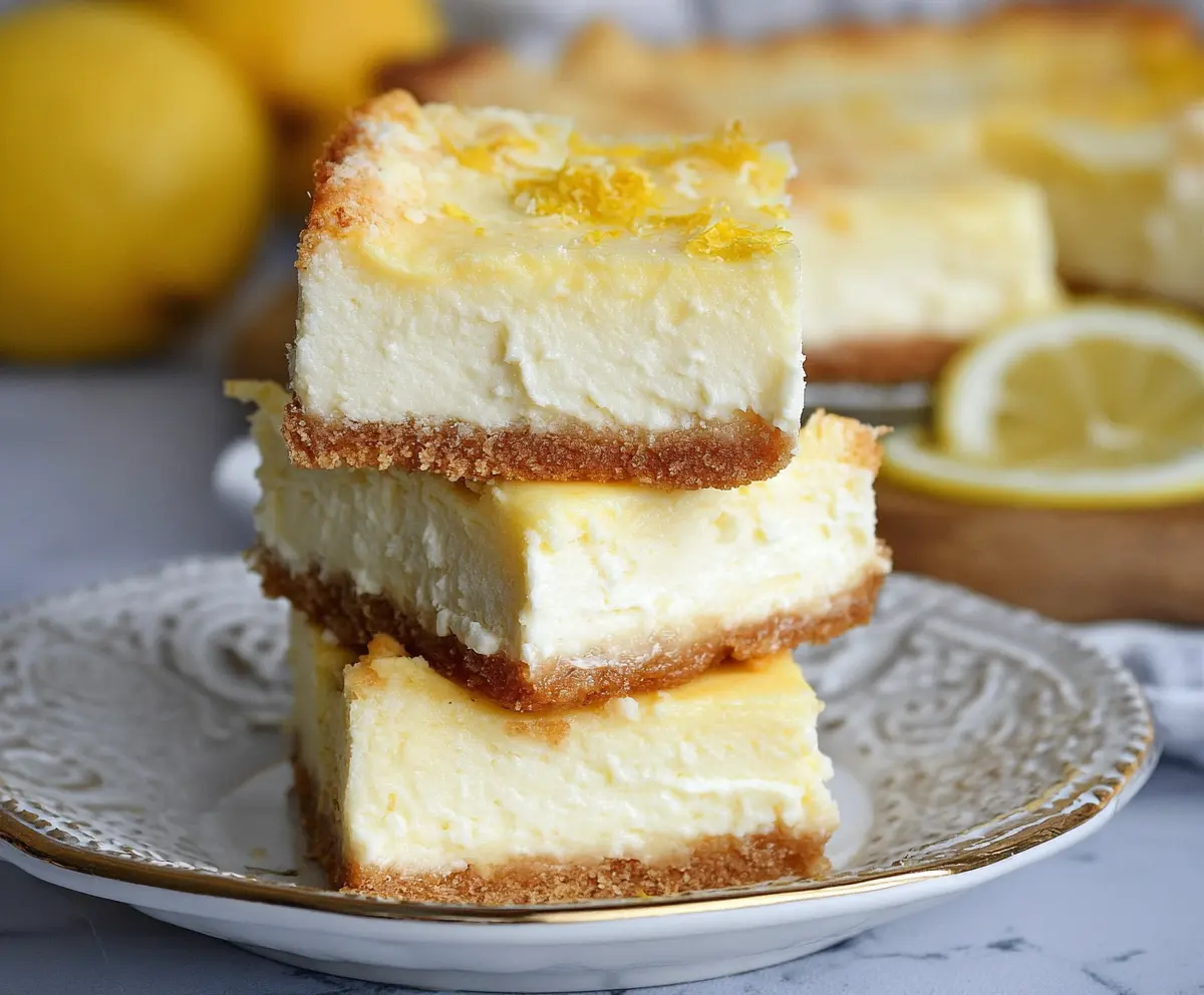 Delicious keto lemon cheesecake bars with a creamy texture and zesty lemon flavor, perfect for low-carb desserts.