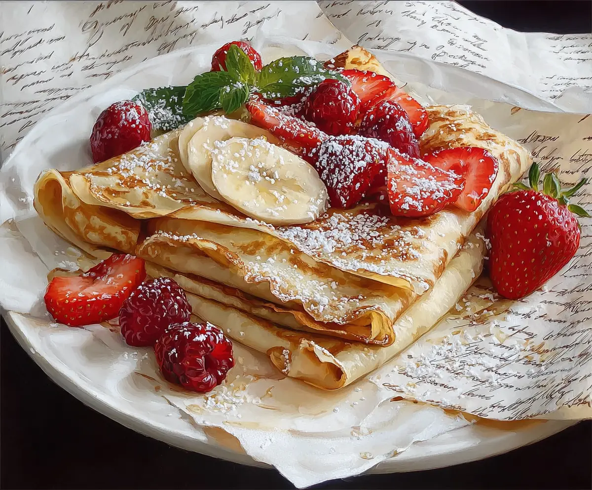 Delicious Love Letter Crepes filled with sweet ingredients, served on a stylish plate.