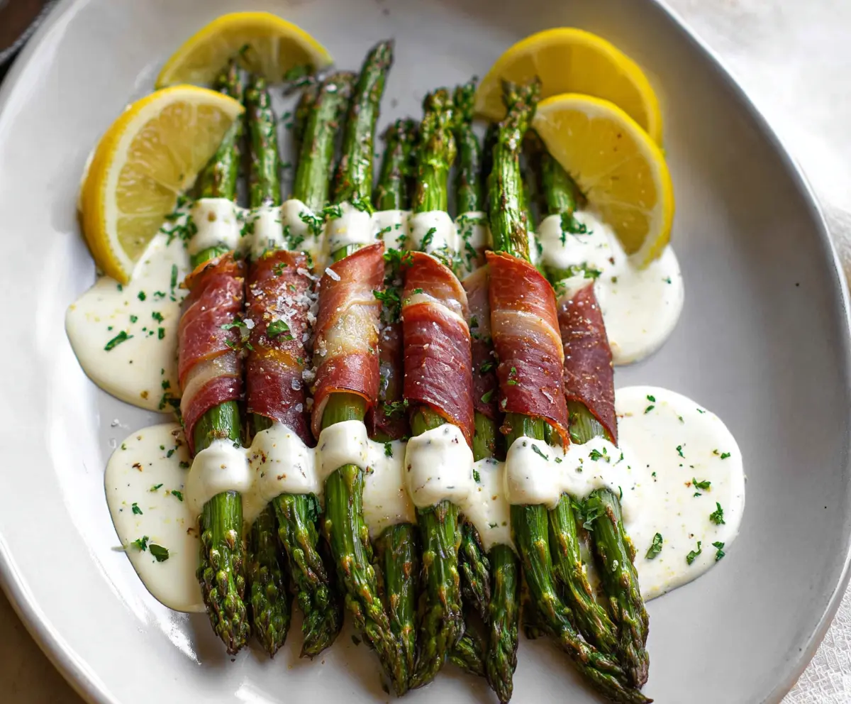Prosciutto-Wrapped Asparagus with Lemon Cream Sauce