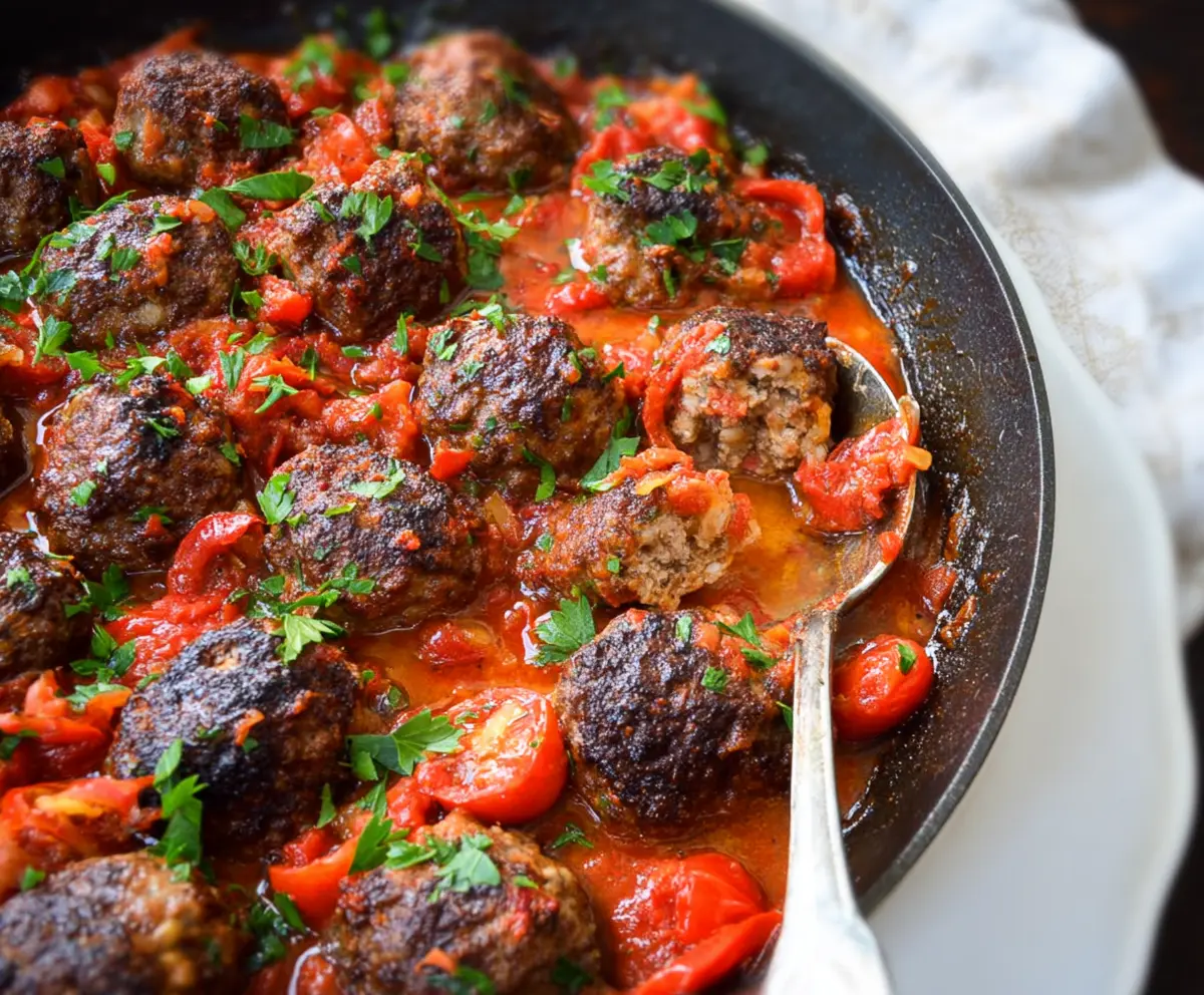Delicious Spanish meatballs served with a vibrant cherry tomato sauce, perfect for a flavorful appetizer or main dish.