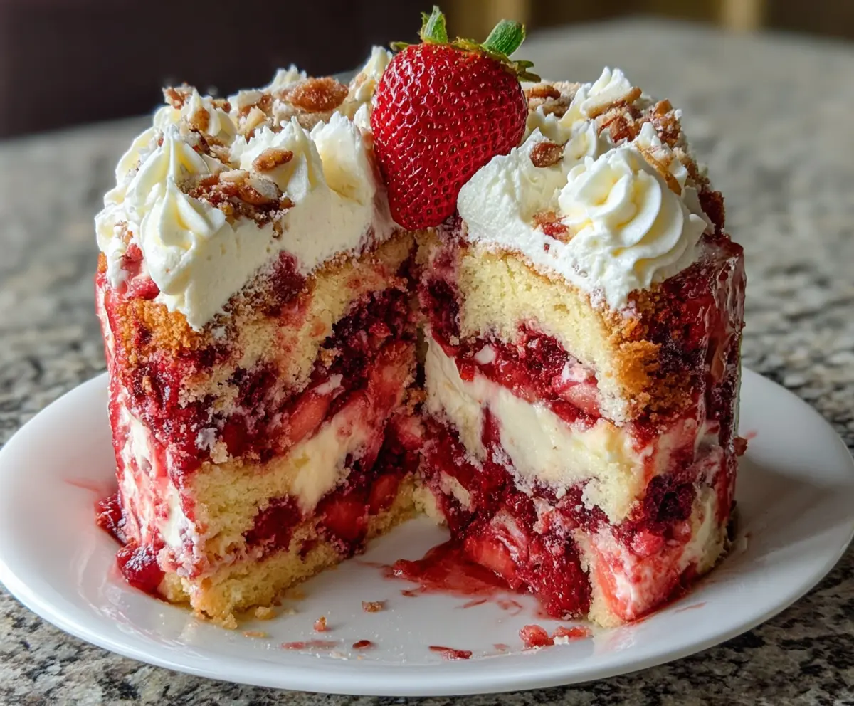 Strawberry Earthquake Cake