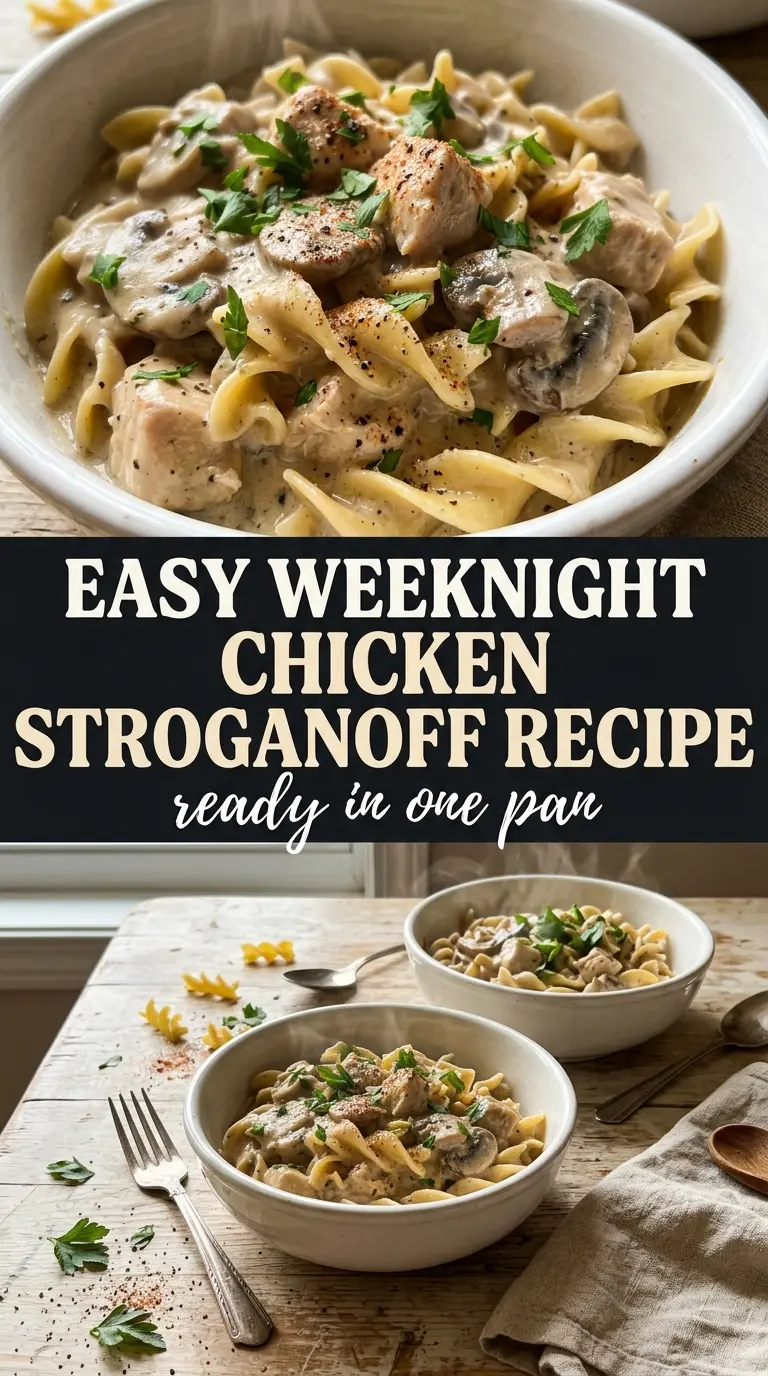 Easy Chicken Stroganoff creamy tangy mushrooms