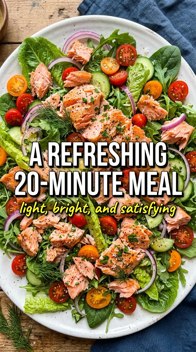 Flaky Salmon Salad crisp greens lemon vinaigrette