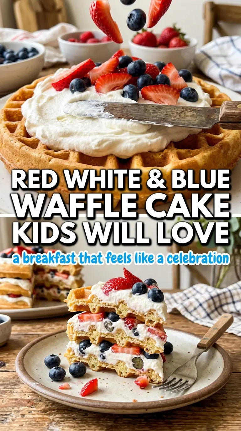 Patriotic Berry Waffle Cake red white blue berries