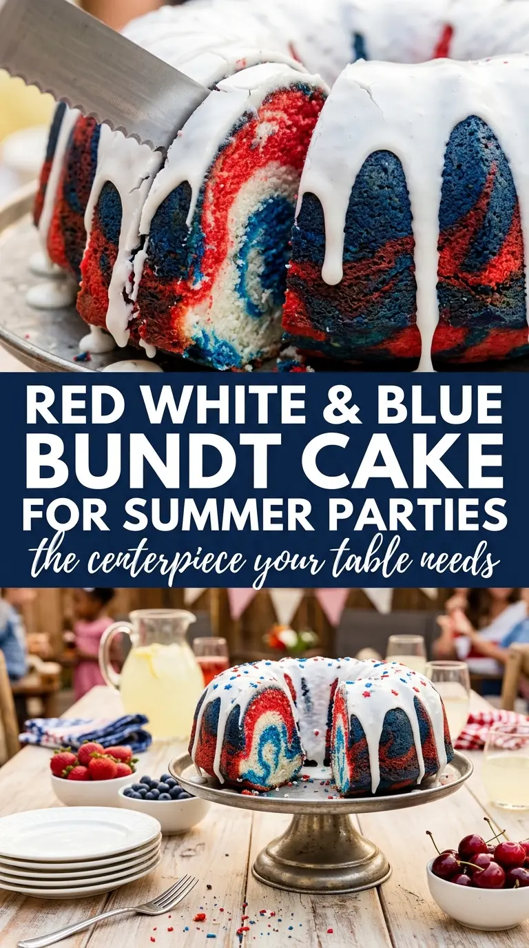 Patriotic Bundt Cake red white blue swirls