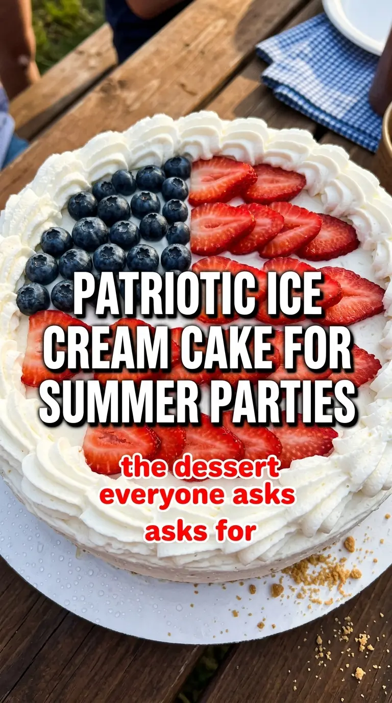 Red White and Blue Ice Cream Cake, no-bake, patriotic dessert