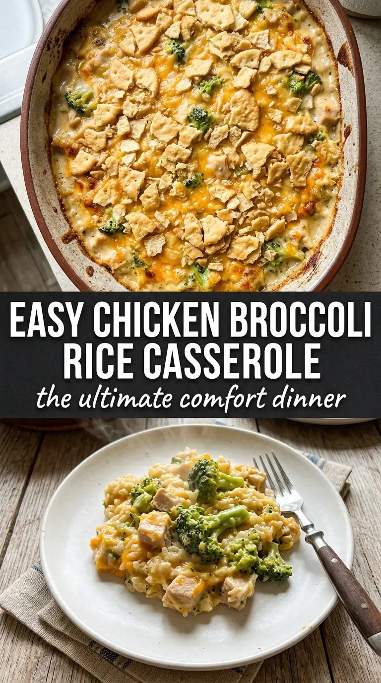 Cheesy Chicken Broccoli Rice Casserole with Ritz Cracker Topping creamy crunchy comfort