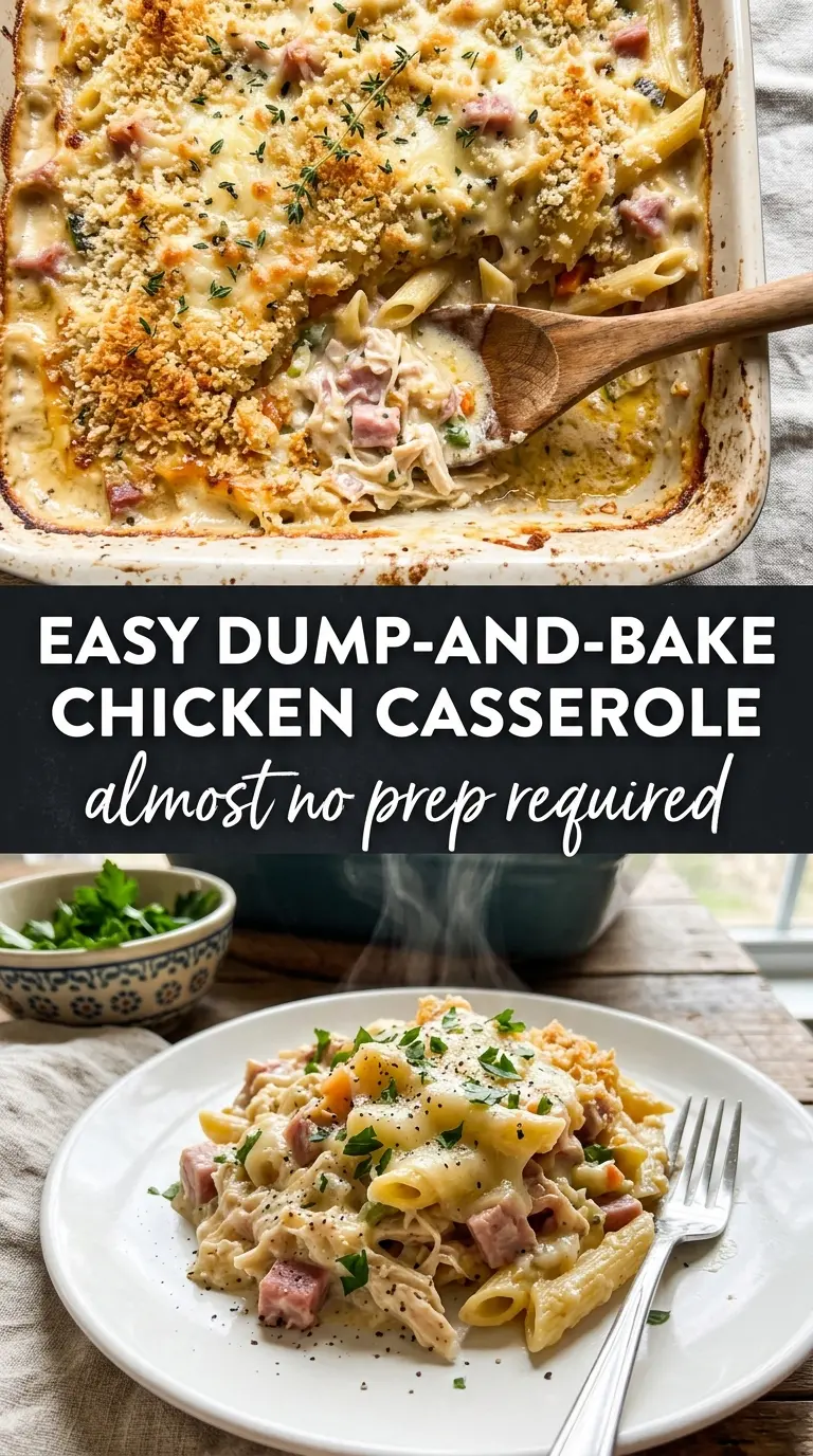 Dump-and-Bake Creamy Chicken Cordon Bleu Casserole