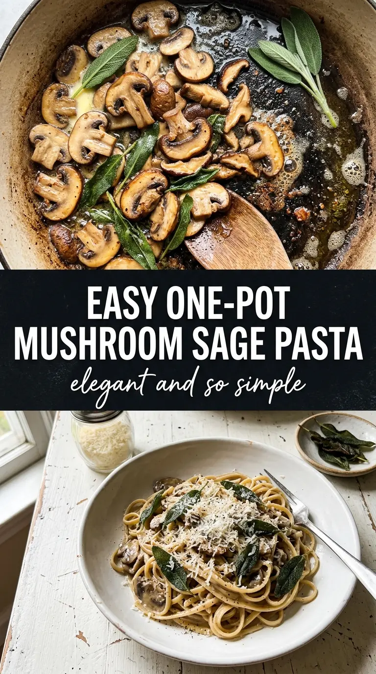 One-Pot Creamy Pan-Seared Mushroom & Sage Rigatoni golden creamy earthy