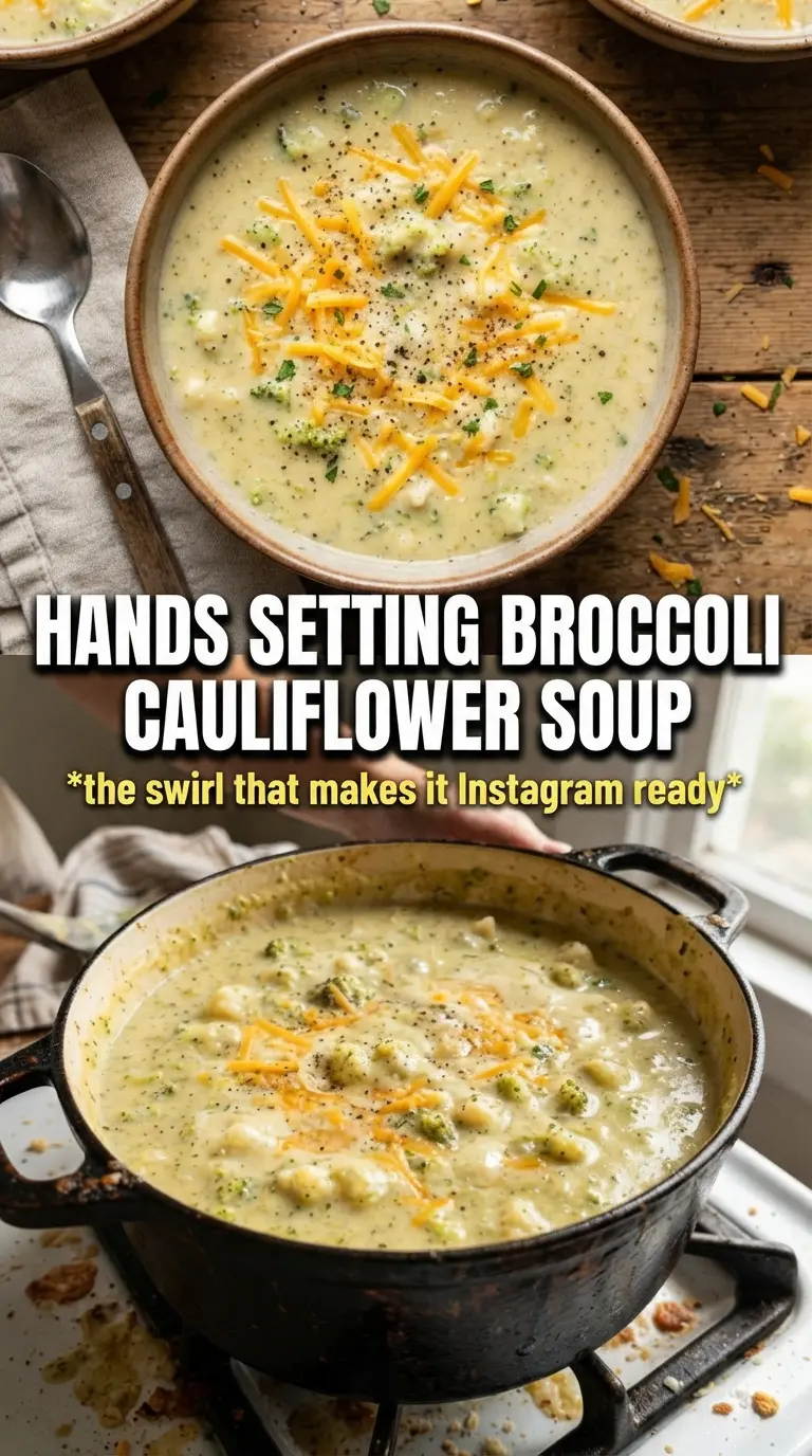 Broccoli Cauliflower Soup creamy cheddar chives