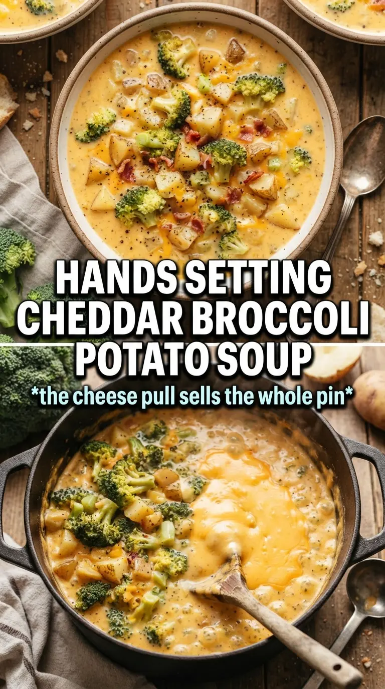 Cheddar Broccoli Potato Soup creamy cheesy comforting