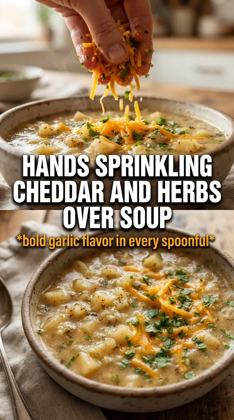 Cheddar Garlic Herb Potato Soup, creamy, cheesy, herb-packed