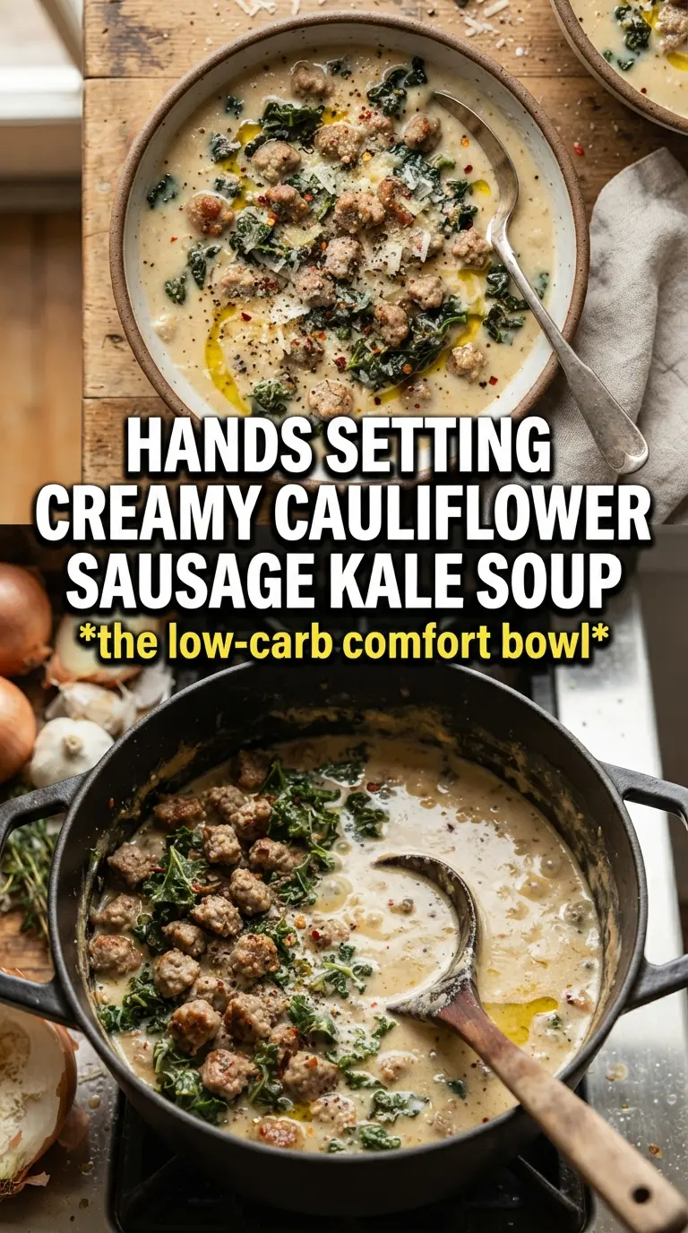 Creamy Cauliflower Sausage Kale Soup creamy hearty comforting