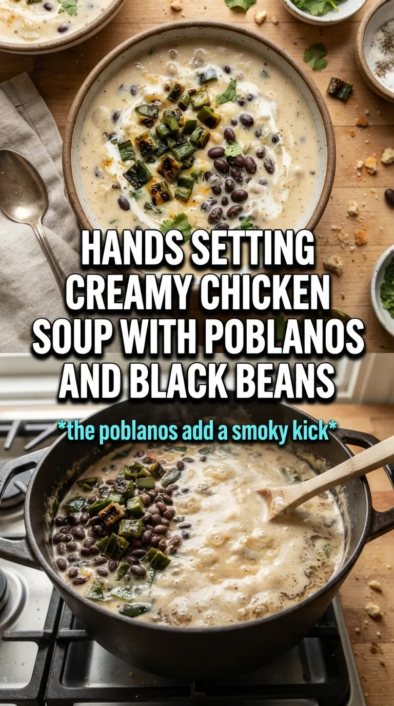 Creamy Chicken Soup With Poblanos and Black Beans smoky creamy