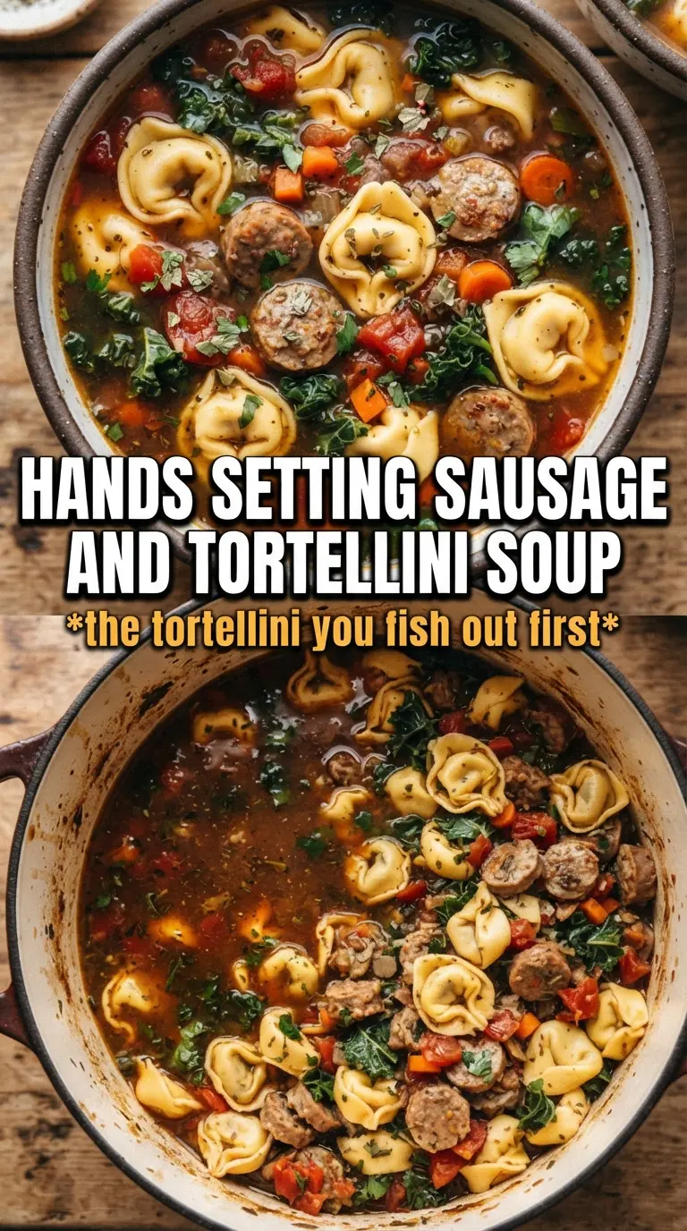 Sausage and tortellini soup creamy tomato with spinach