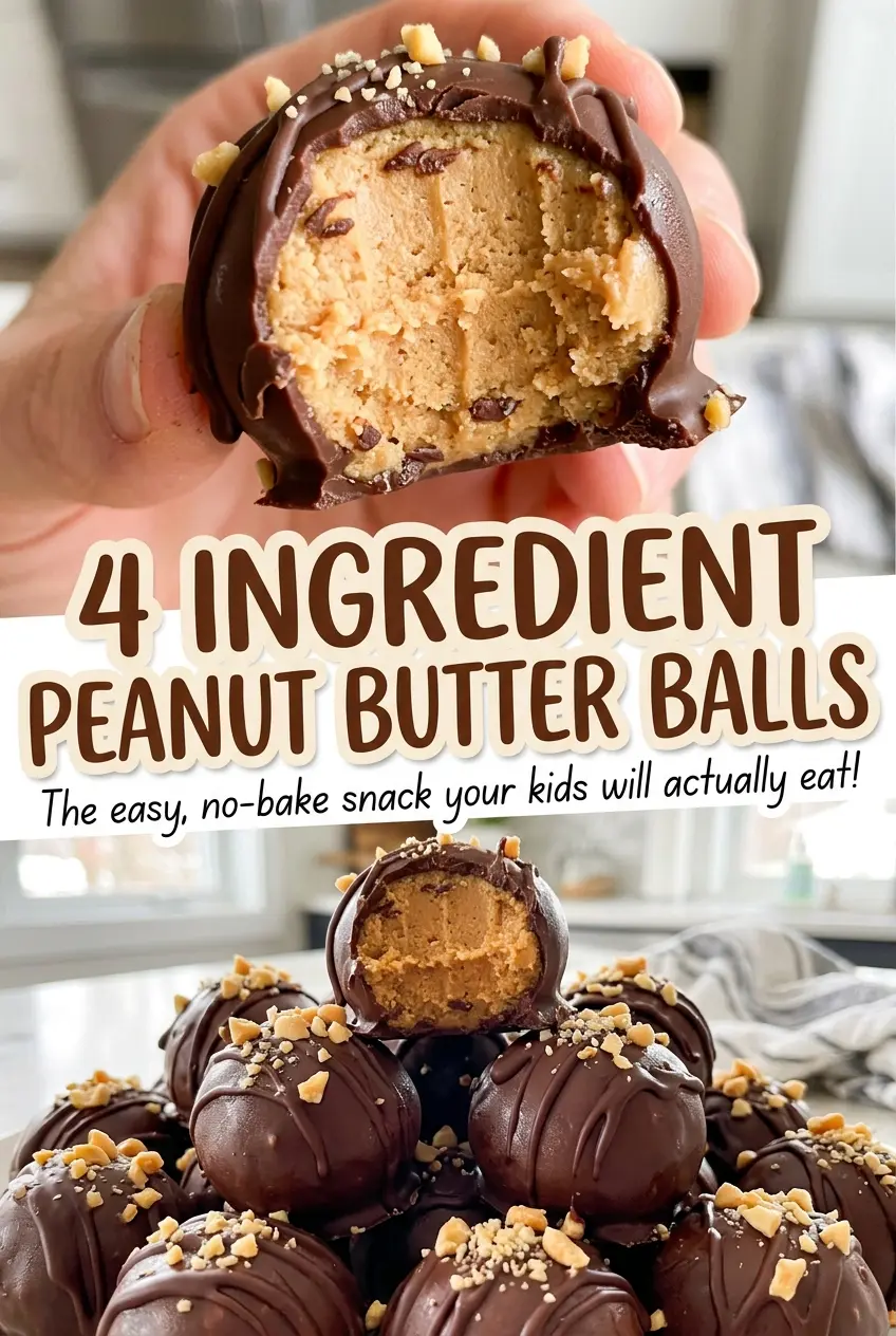 4 Ingredient Peanut Butter Balls, bite-size chocolate treats
