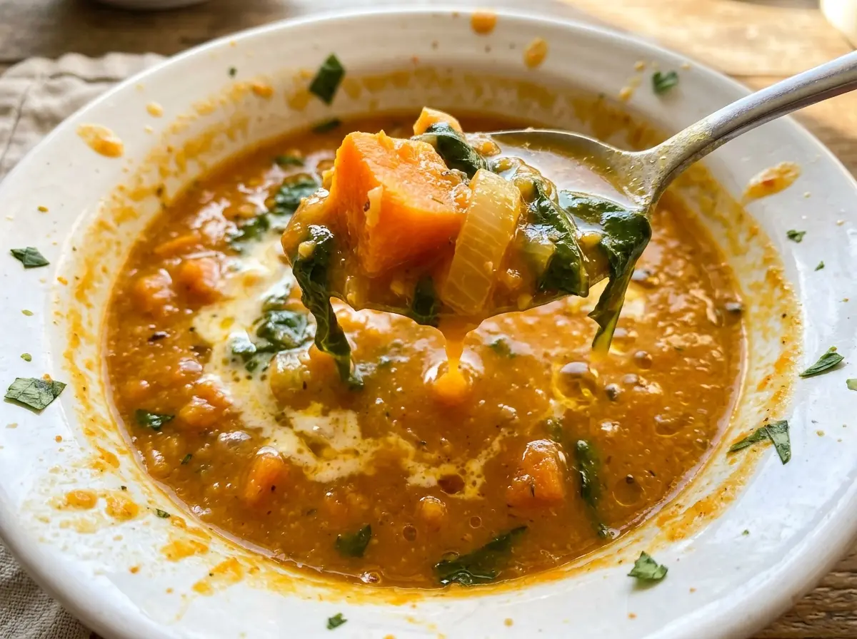 African Sweet Potato Soup with creamy orange texture