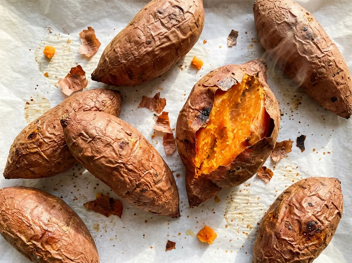 Air fryer baked sweet potatoes with tender centers