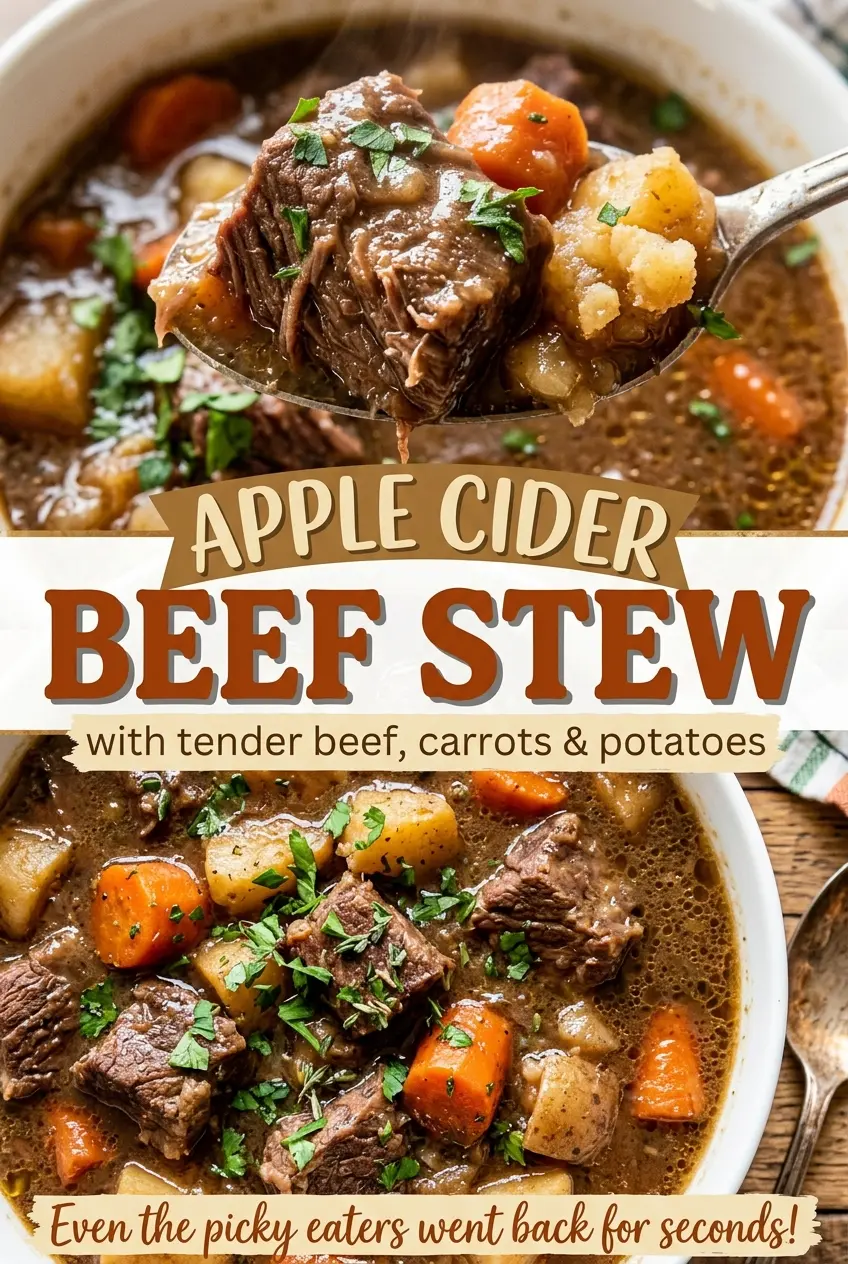 Apple Cider Beef Stew with tender beef