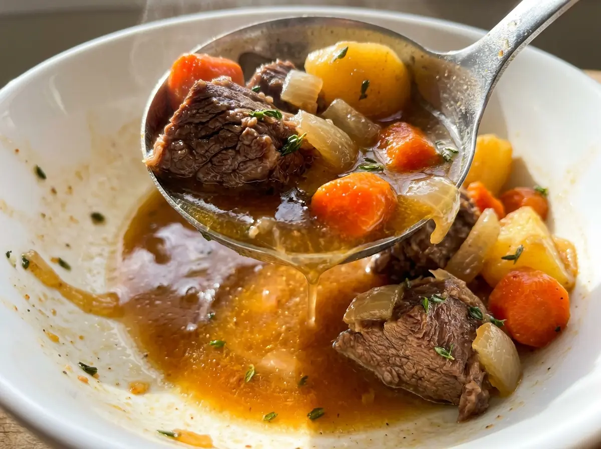 Apple Cider Beef Stew with tender beef