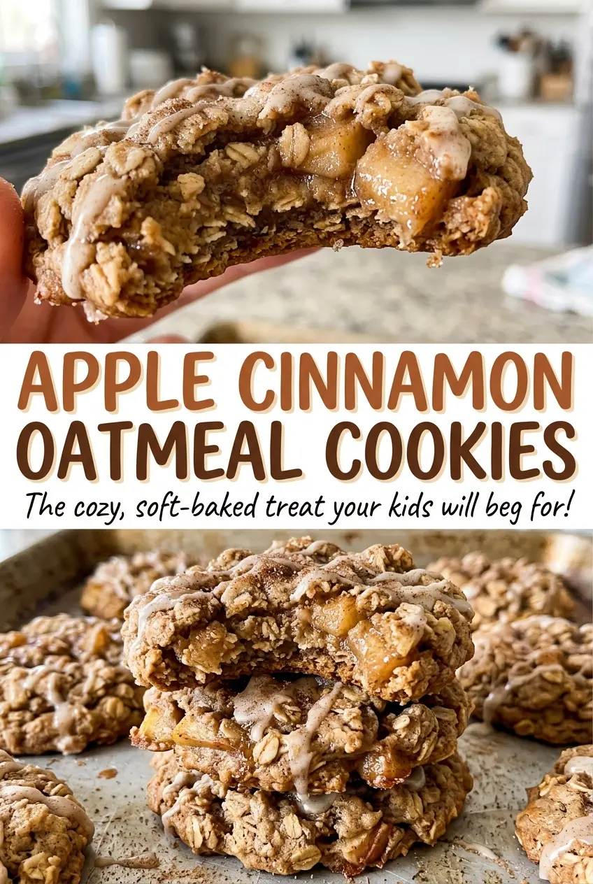 Apple Cinnamon Oatmeal Cookies with chewy oats and cinnamon