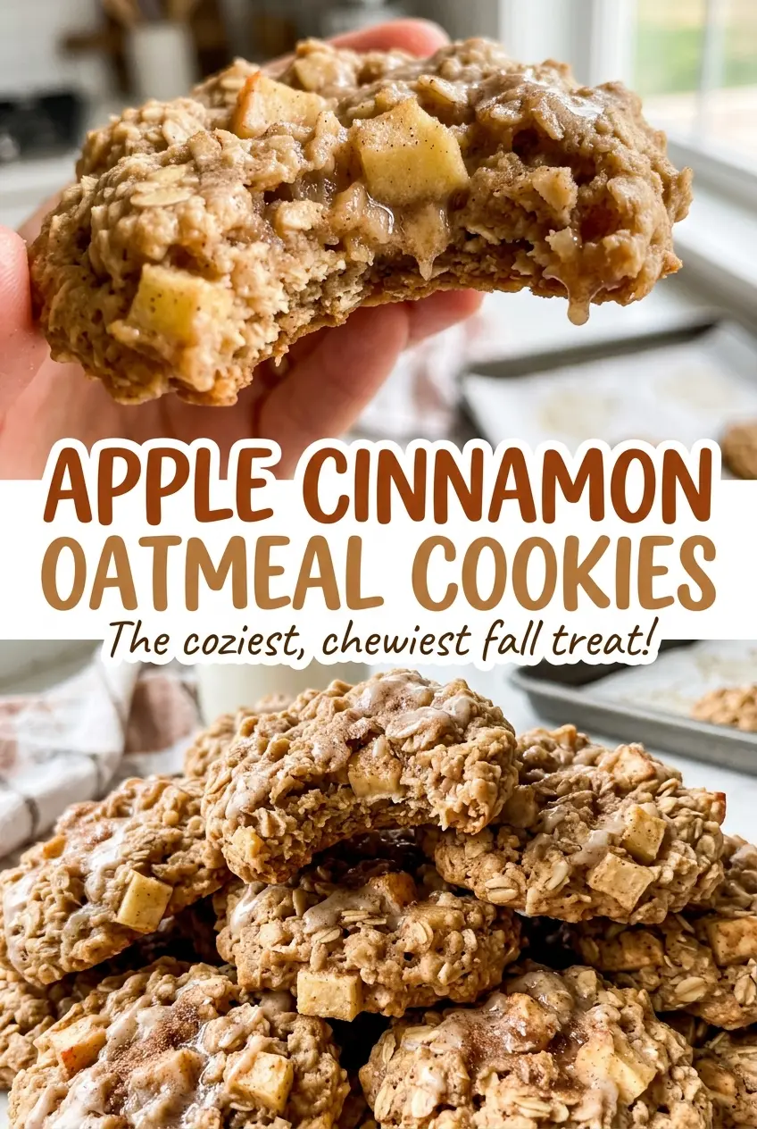 Apple Cinnamon Oatmeal Cookies soft cinnamon apple