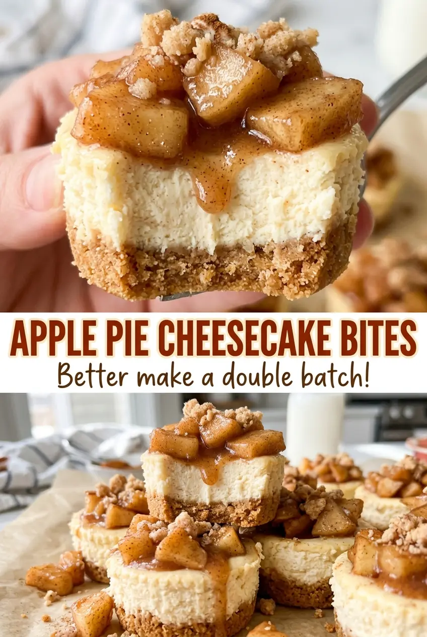 Apple Pie Cheesecake Bites with cinnamon apple topping