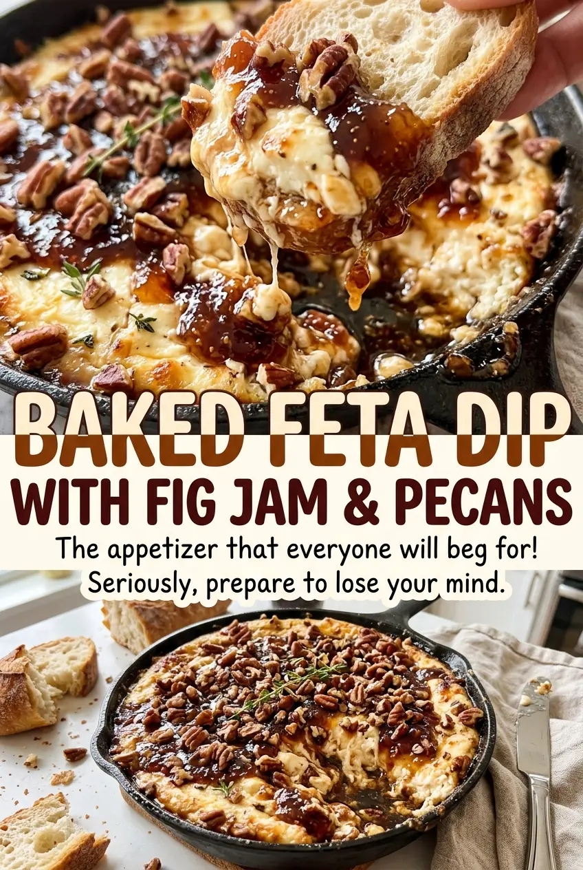 Baked Feta Dip with Fig Jam and Pecans warm creamy