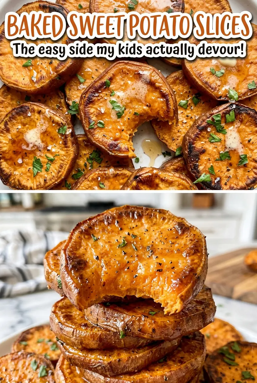 Baked Sweet Potato Slices caramelized peppered rounds