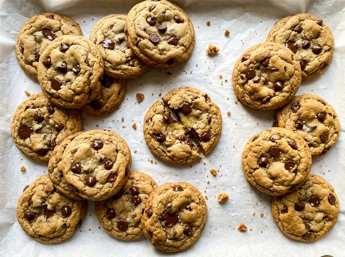 Bakery Style Chocolate Chip Cookies, golden and chewy