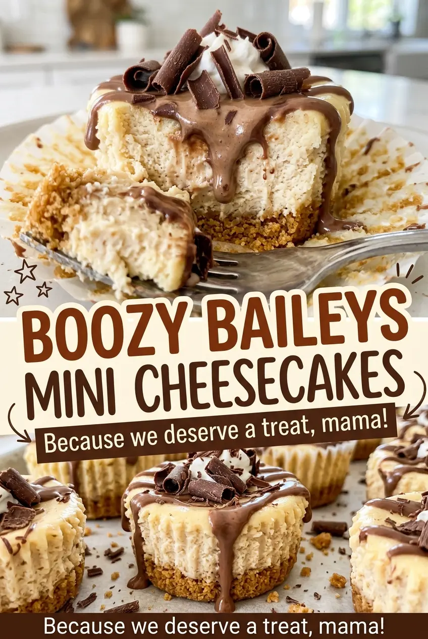 Boozy Baileys Mini Cheesecakes graham crust