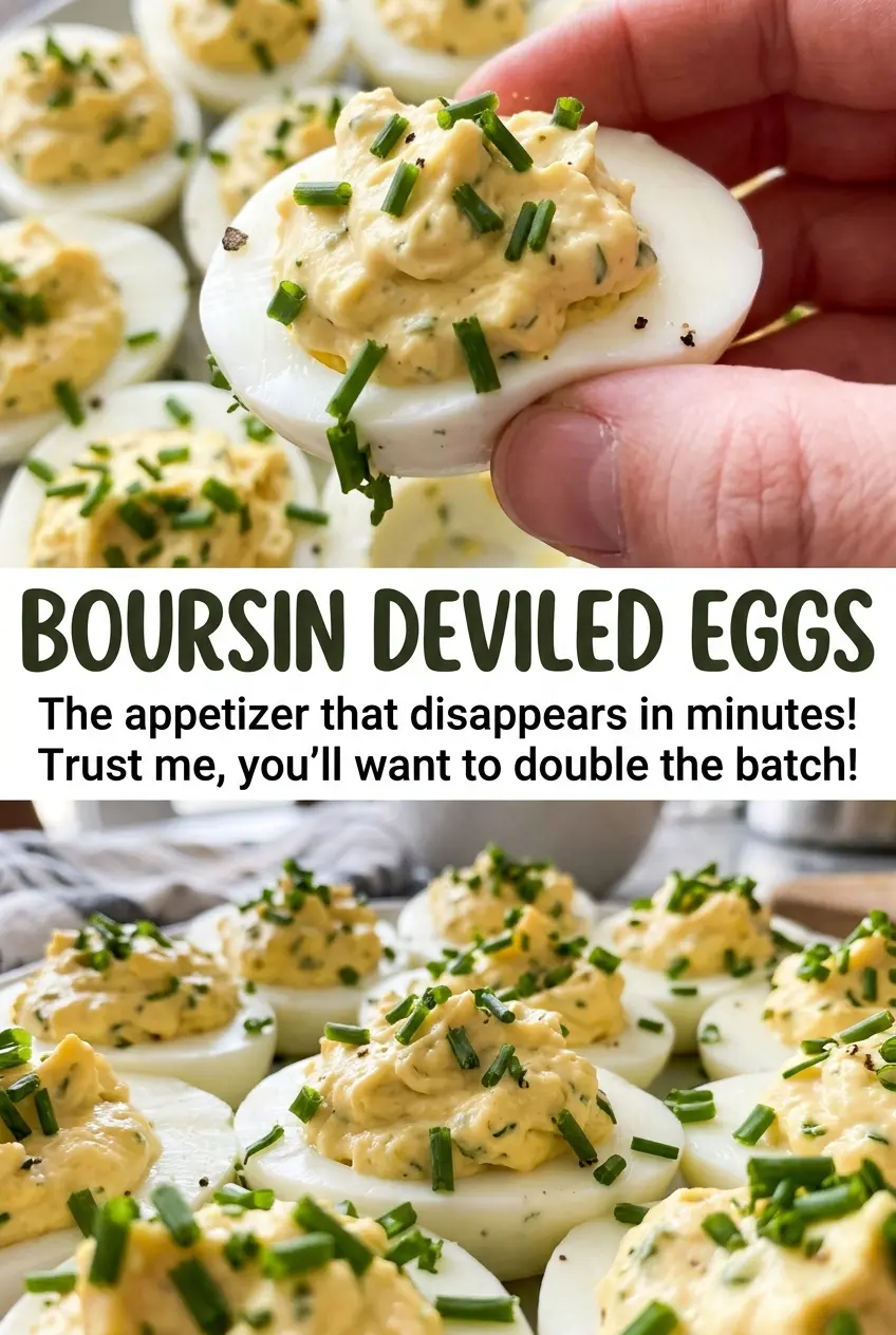 Boursin Deviled Eggs chive paprika garnish